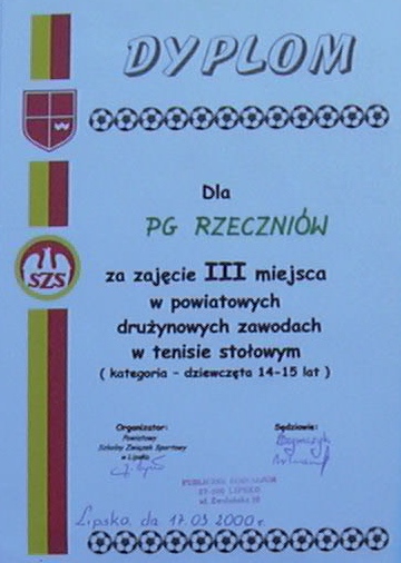 Dyplom dla dru�yny